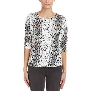 Soft Joie Thyra White Gray Animal print Lightweight Pullover Sweatshirt Small